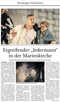 De Flensborger Jedermann - Bericht im Flensburger Tageblatt