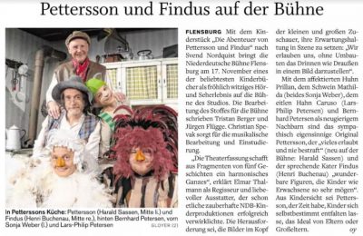 Vorbericht zu "Die Abenteuer von Pettersson und Findus" im Flensburger Tageblatt vom 13.11.2017