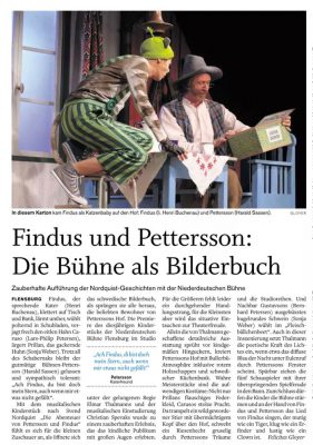 Bericht über "Die Abenteuer von Pettersson und Findus" im Flensburger Tageblatt