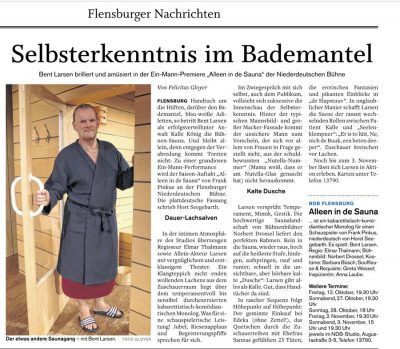 Alleen in de Sauna - Bericht im Flensburger Tageblatt