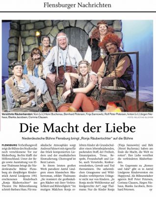Vorbericht zu Ronja Räubertochter im Flensburger Tageblatt